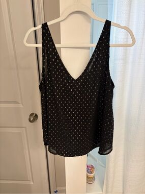 Black V-Neck Polka Dot Women's Tank Top